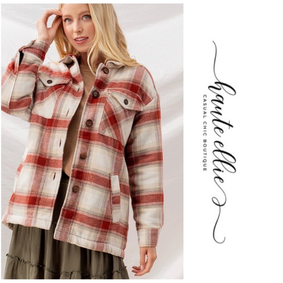 Becca-Plaid Faux Sherpa Lined Shirt Jacket - Picture 2 of 10